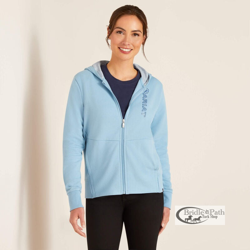ARIAT WOMENS TEAM LOGO FULL ZIP HOODIE - GLACIER BLUE