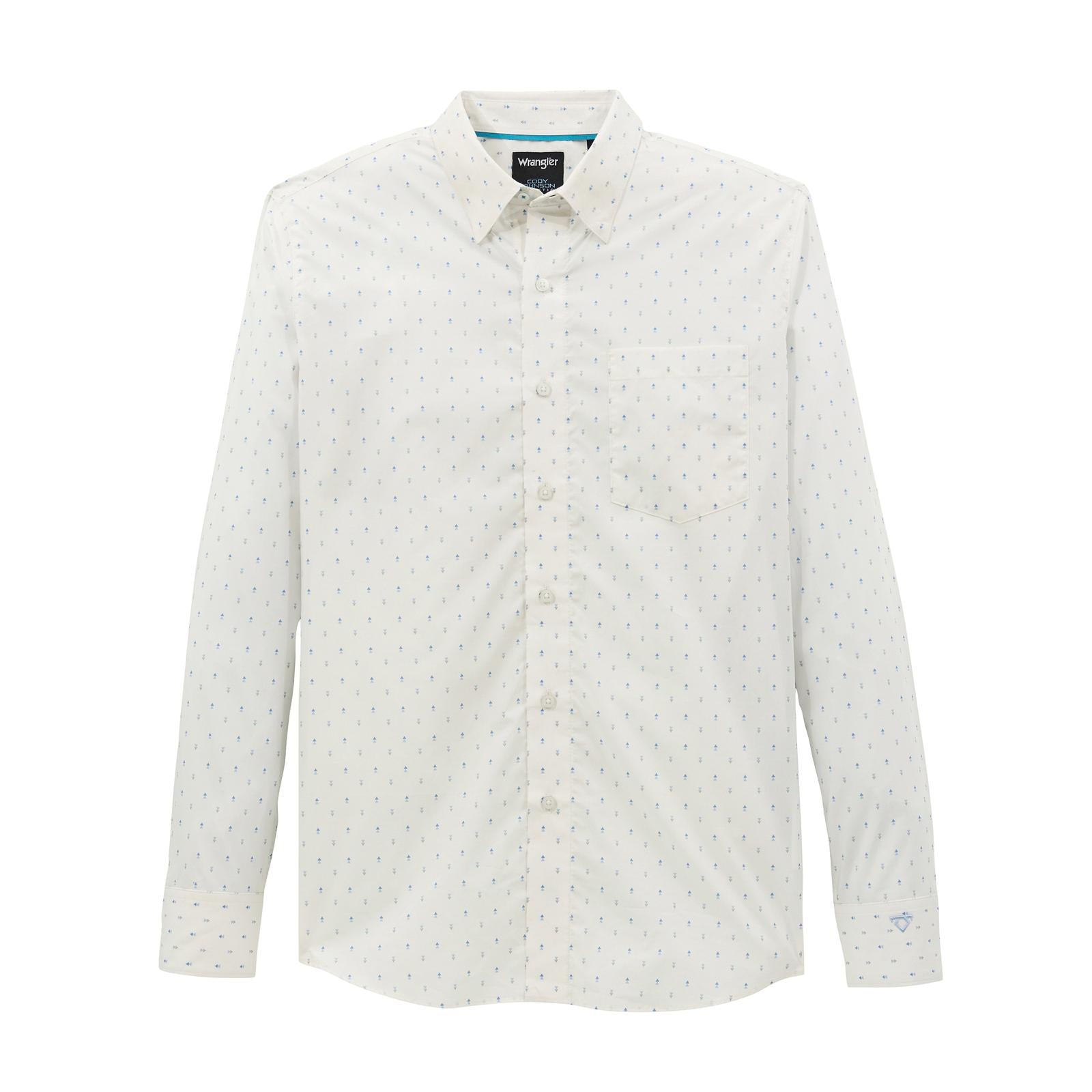 WRANGLER MEN X CODY JOHNSON CLASSIC FIT SHIRT - WHITE/BLUE