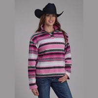 ROPER WOMENS POLAR FLEECE PRINTED PULLOVER - PINK