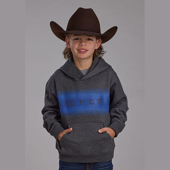 ROPER BOYS HOODIE - GREY/BLUE