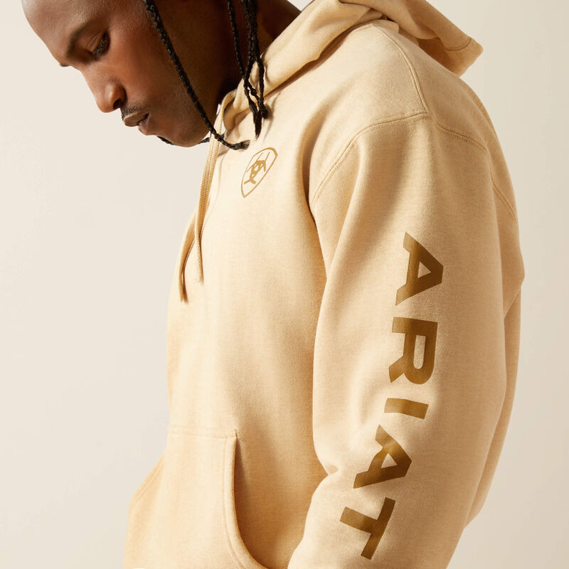 ARIAT MENS LOGO HOODIE - TAN HEATHER