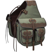 TOUGH 1 CANVAS TRAIL BAG WITH LEATHER ACCENTS