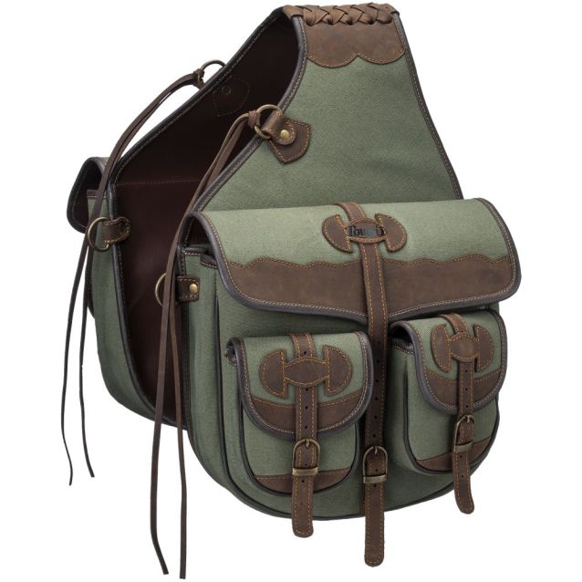 TOUGH 1 CANVAS TRAIL BAG WITH LEATHER ACCENTS