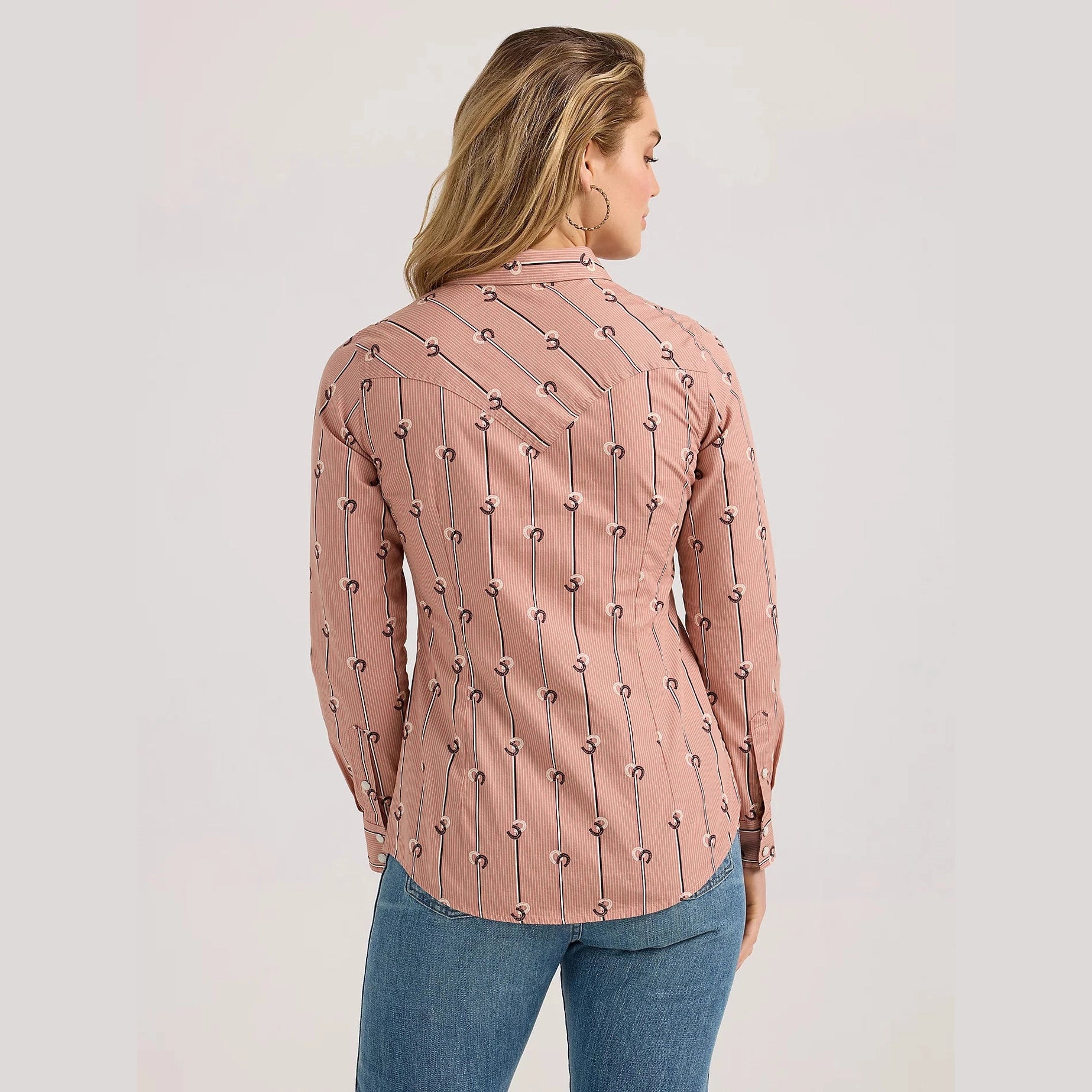 WRANGLER WOMENS RETRO SLIM STRIPE WESTERN SNAP SHIRT - DUSTY ROSE