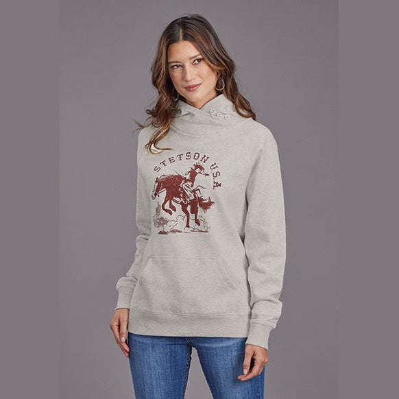 ROPER WOMENS LADY BRONC HOODIE - OFF WHITE