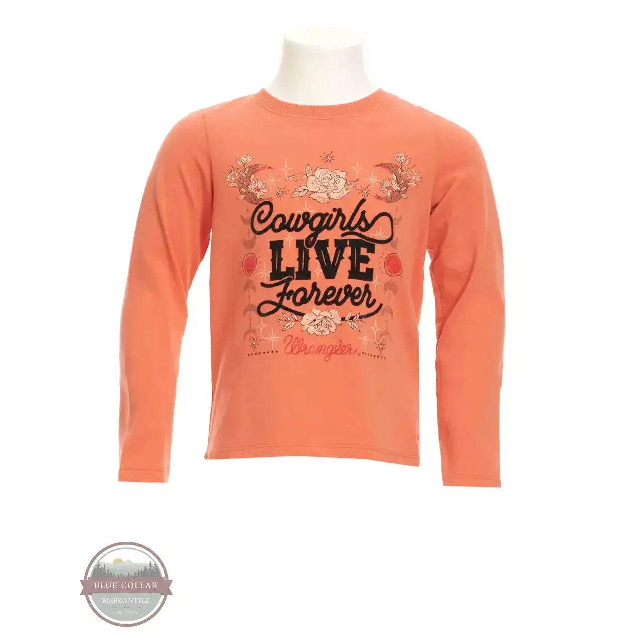 WRANGLER GIRLS LONGS SLEEVE COWGIRLS LIVE FOREVER - ORANGE