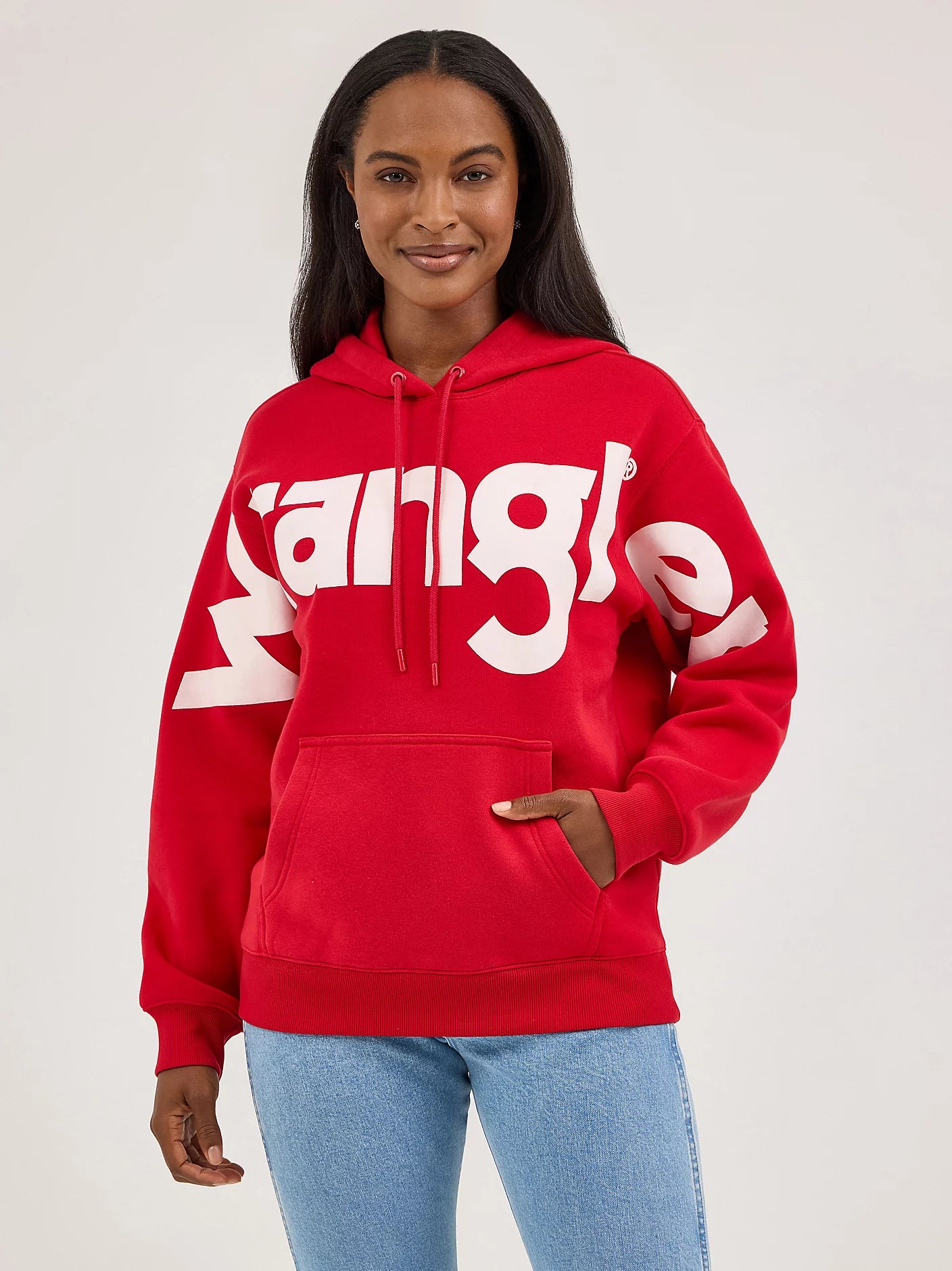 WRANGLER WOMENS BOLD LOGO HOODIE - BERRY RED