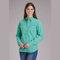 ROPER WOMENS TURQUOISE DENIM SHIRT