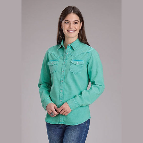 ROPER WOMENS TURQUOISE DENIM SHIRT