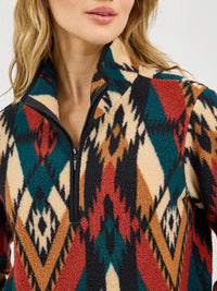 WRANGLER WOMENS RETRO QUARTER ZIP SHERPA PULLOVER