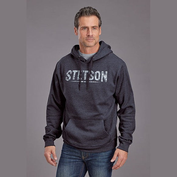 STETSON MENS HOODIES - BLUE LETTERING SCREEN