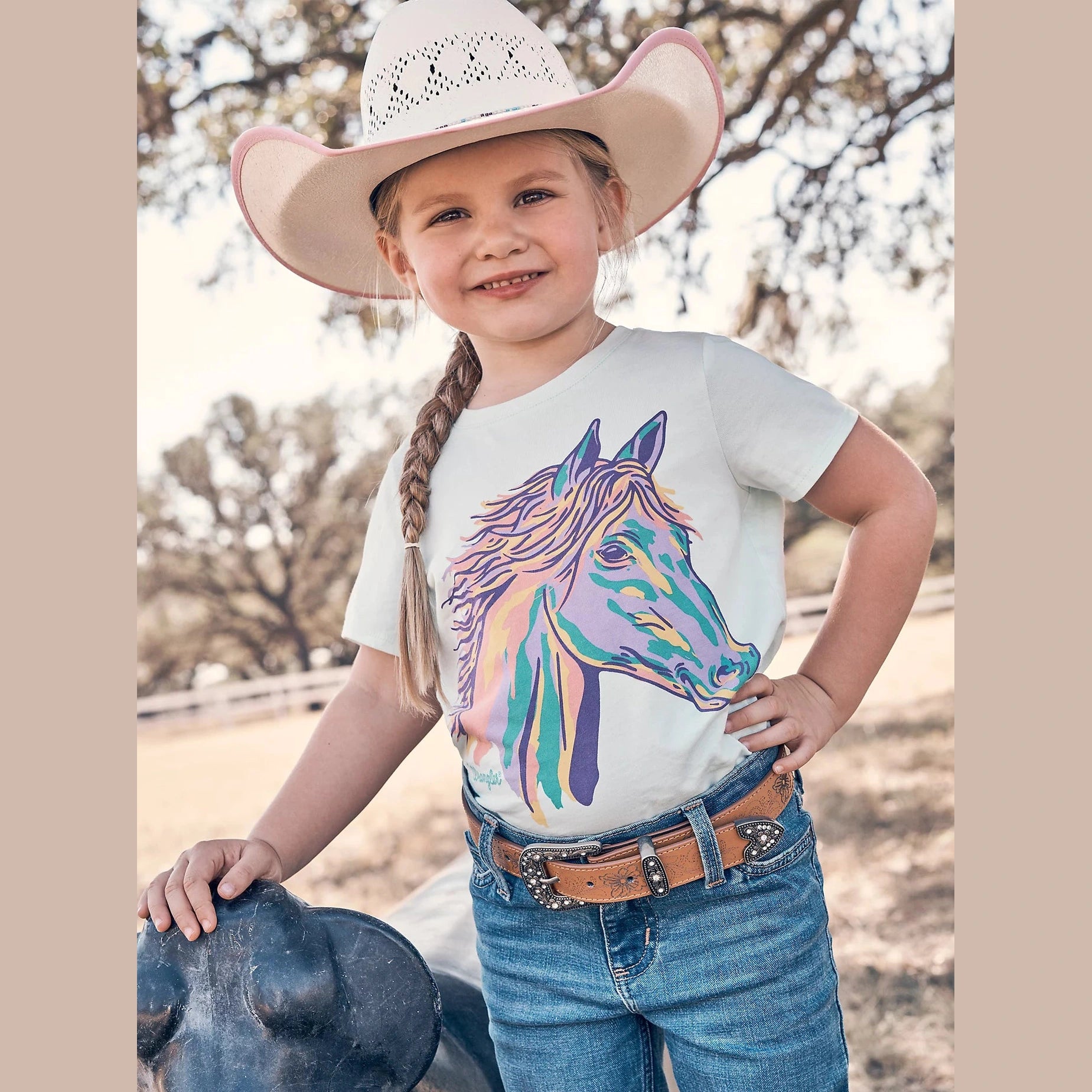 WRANGLER GIRLS WESTERN GRAPHIC TEE - TEAL