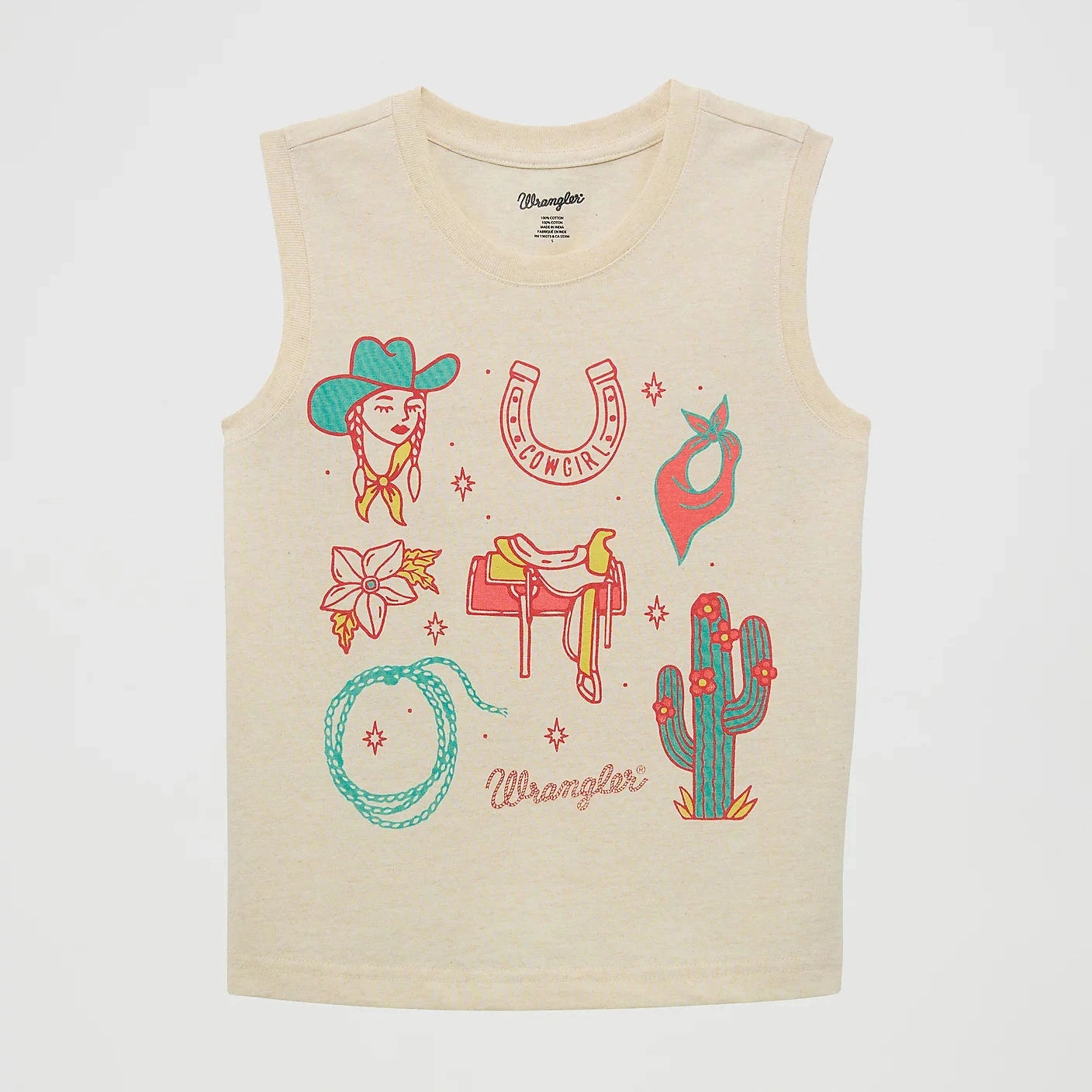 WRANGLER GIRLS WESTERN GRAPHIC TEE - CREAM