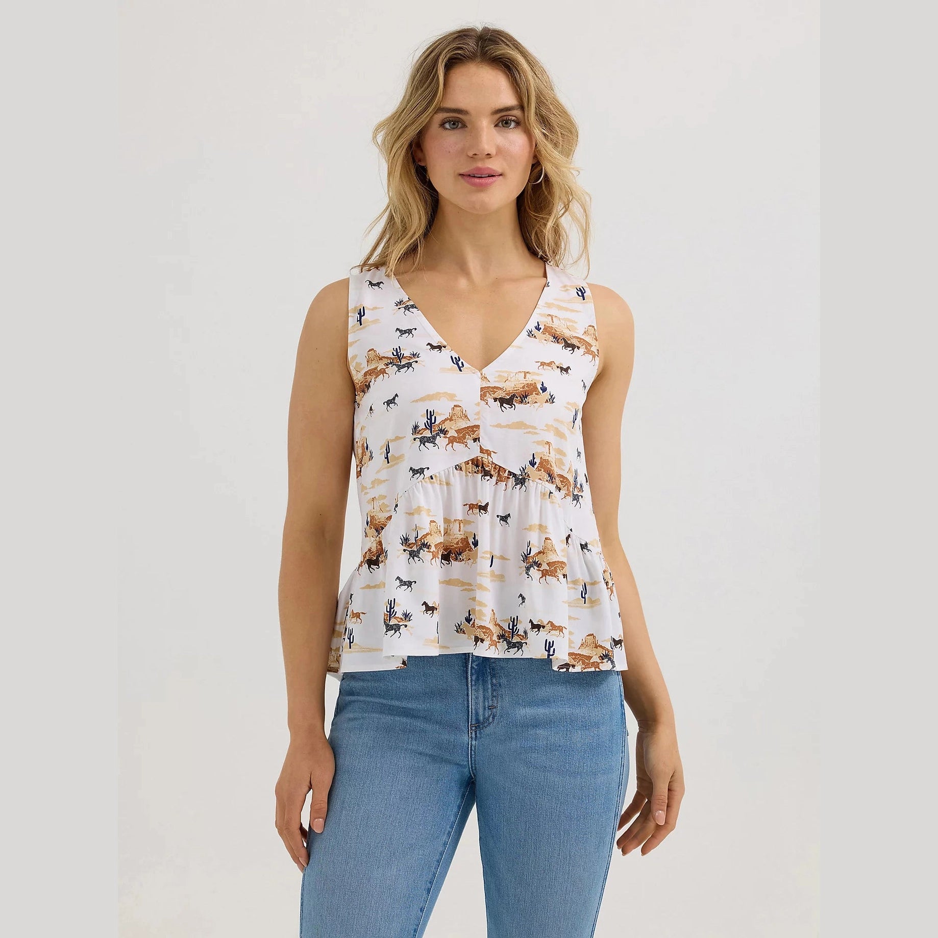 WRANGLER WOMENS V-NECK PEPLUM TANK