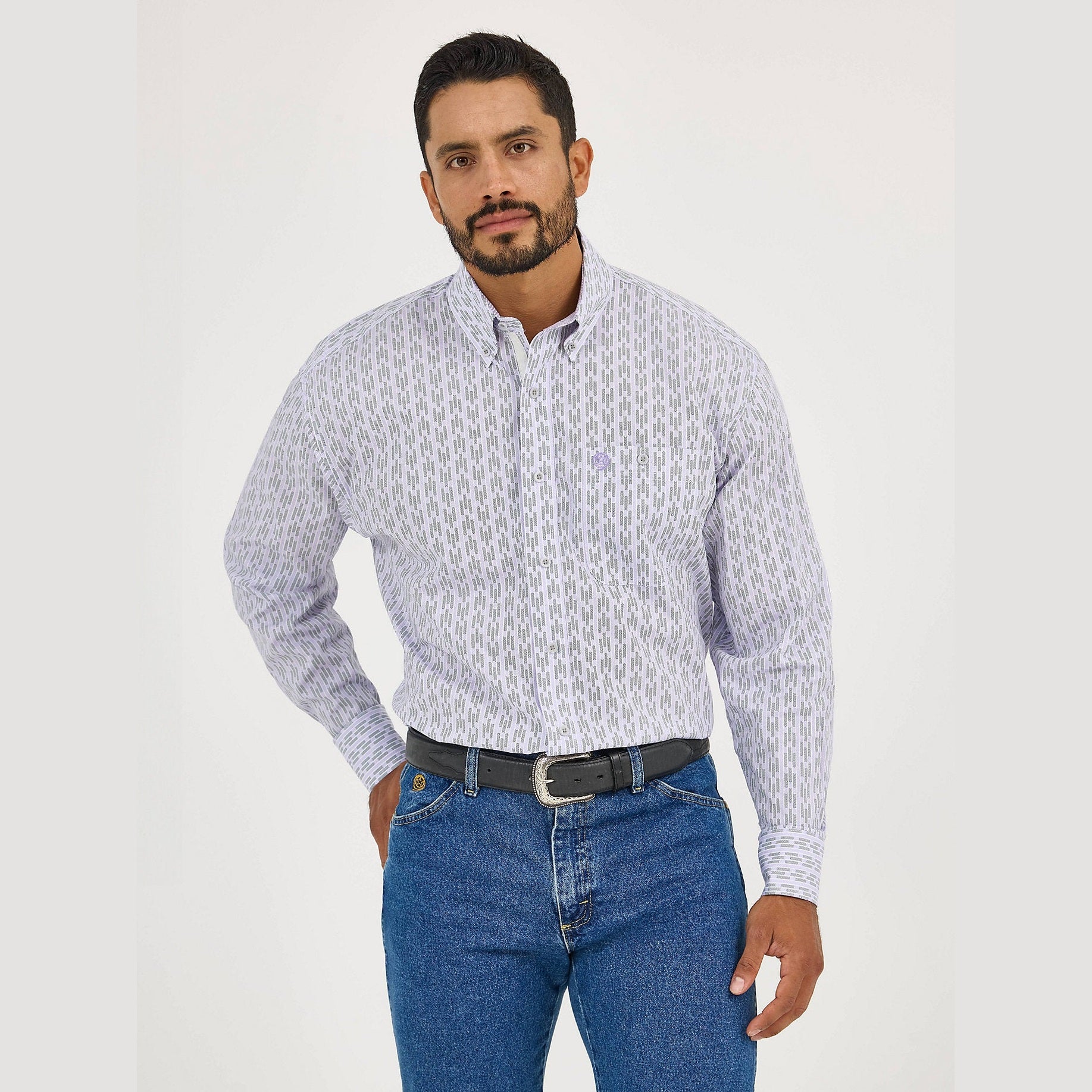 WRANGLER MENS GEORGE STRAIT BUTTON DOWN SHIRT - VIOLET LIFT