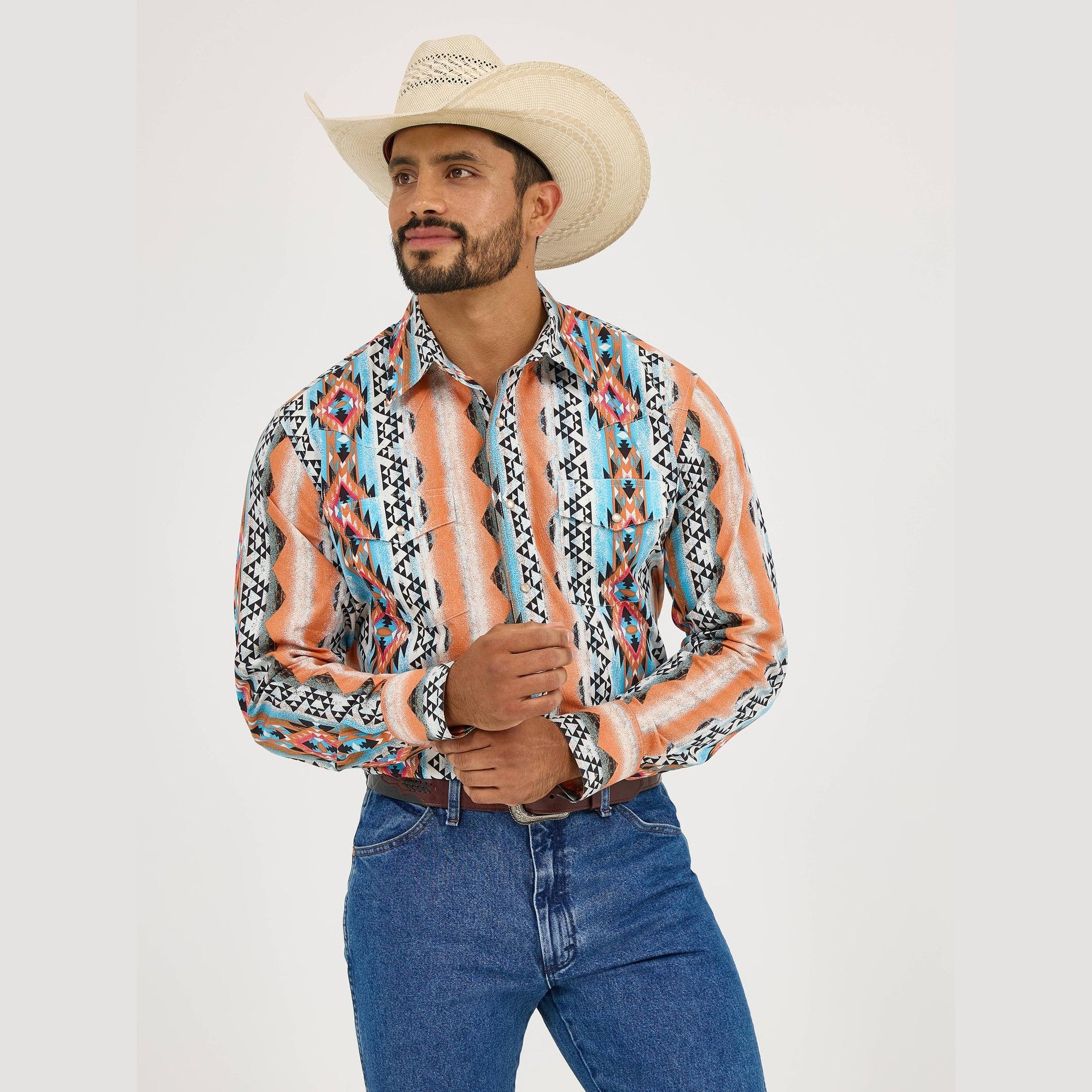 WRANGLER MENS CHECOTAH WESTERN CLASSIC FIT SHIRT - MULTI