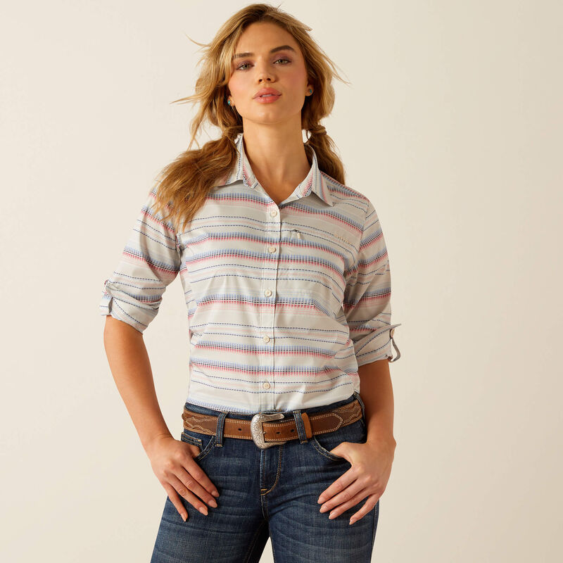 ARIAT WOMENS VENTTEK STRETCH SHIRT - MULTI STITCH STRIPE