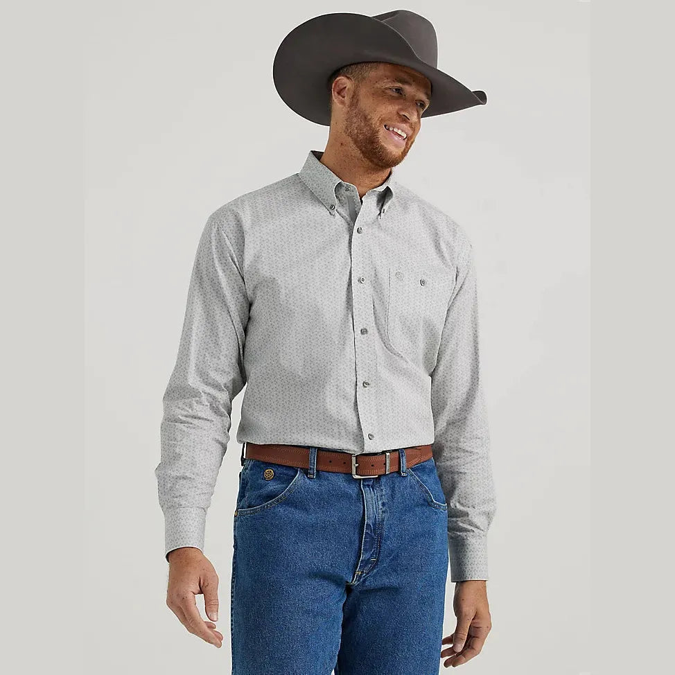 WRANGLER MENS GEORGE STRAIT SHIRT - GREY HATCHES