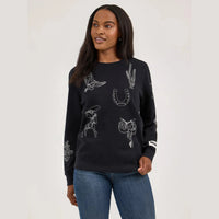 WRANGLER WOMENS ICONS PULLOVER SWEATSHIRT - BLACK