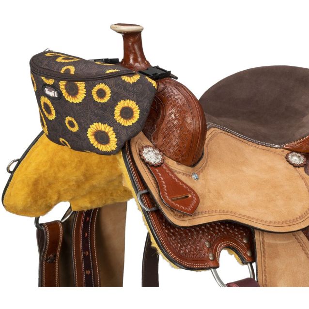 TOUGH 1 SUNFLOWER TOOLED SADDLE POUCH