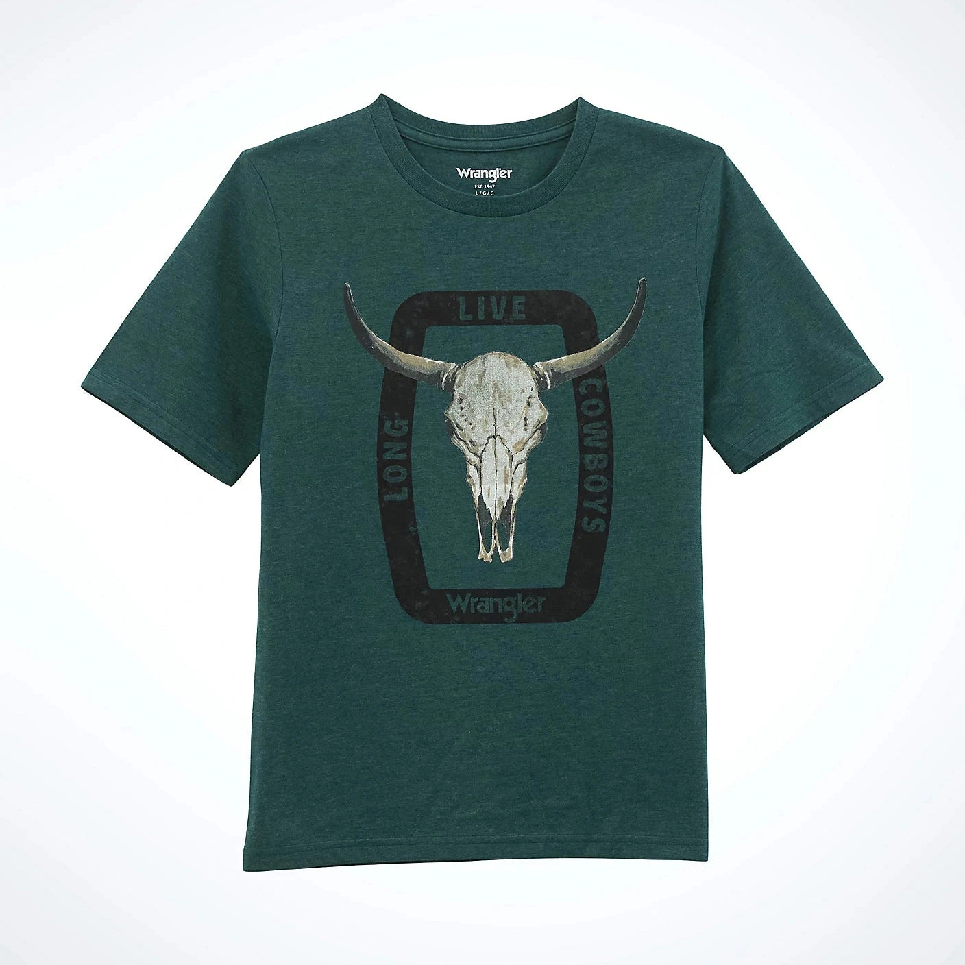 WRANGLER BOYS LOGO GRAPHIC TEE SHIRT - SEA MOSS