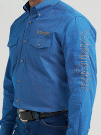 WRANGLER MENS LOGO WESTERN SNAP SHIRT - CERULEAN HATCH