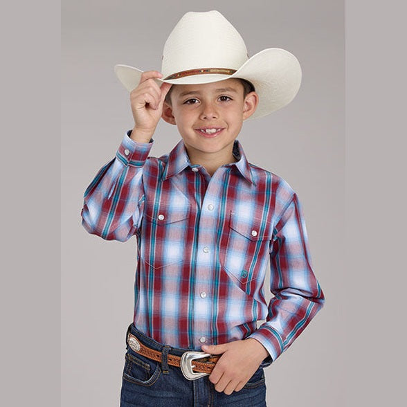 ROPER BOYS AMARILLO SNAP PLAID - RED