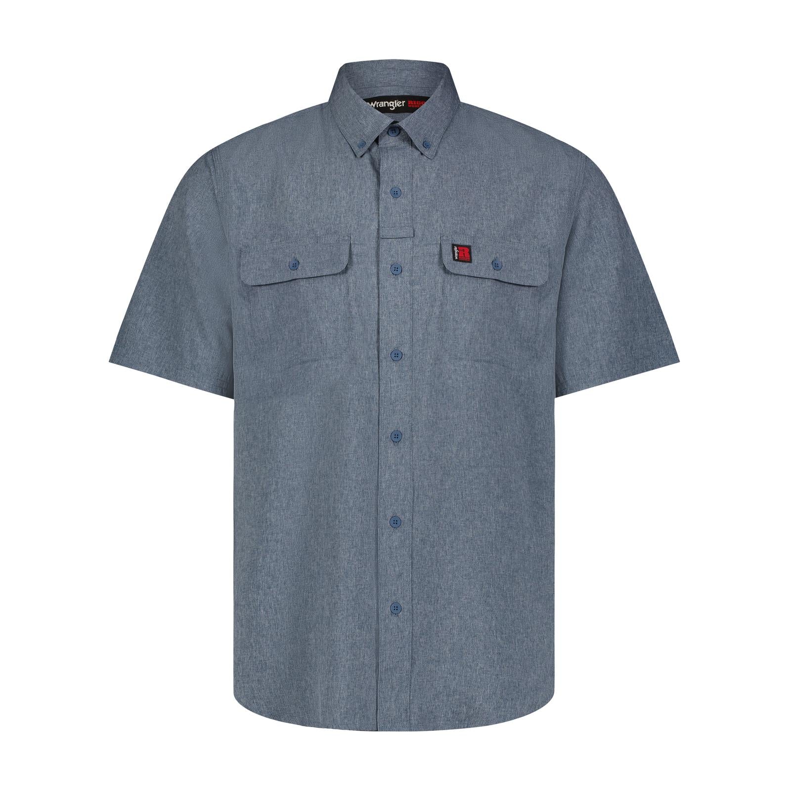 WRANLGER MENS RIGG WORKWEAR SHORT SLEEVE SHIRT - BLUE