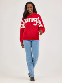 WRANGLER WOMENS BOLD LOGO HOODIE - BERRY RED