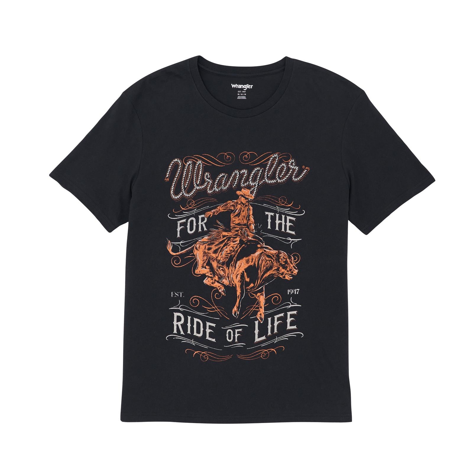 WRANGLER MENS GRAPHIC TEE - REGULAR FIT - JET BLACK