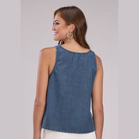 ROPER WOMENS DENIM TANK WITH BUCKLE STRAPS
