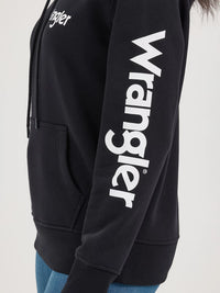 WRANGLER WOMENS RETRO LOGO ARM HOODIE - BLACK