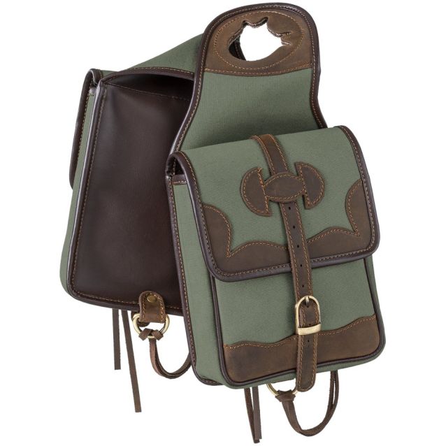 TOUGH 1 CANVAS HORN BAG WITH LEATHER ACCENTS