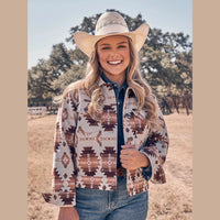 WRANGLER WOMENS WESTERN PRINT BOYFRIEND JACKET