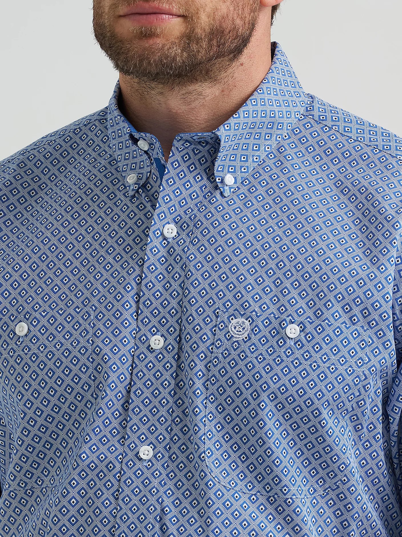 WRANGLER MENS GEORGE STRAIT BUTTON DOWN SHIRT - SKY BLUE