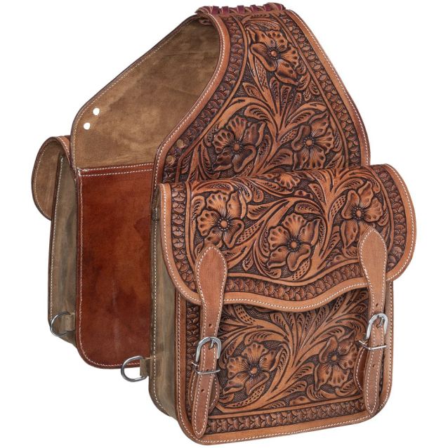 TOUGH 1 FLORAL TOOLED SADDLE BAG