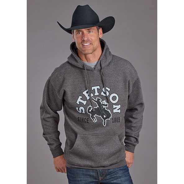 STETSON MENS BRONC RIDER HOODIE - GREY