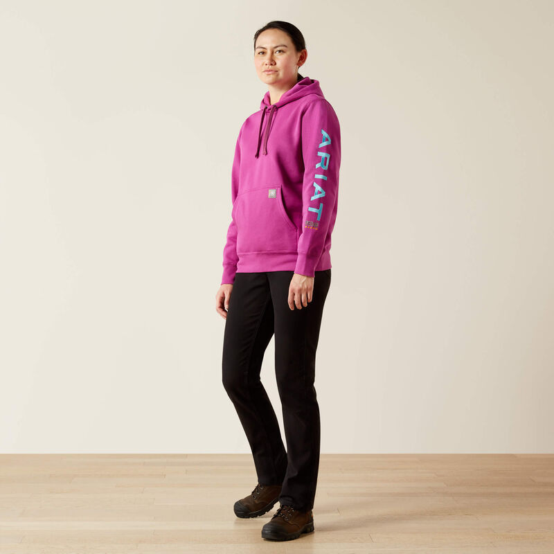 ARIAT WOMENS REBAR GRAPHIC HOODIE - WILLOWHERB/MAUI BLUE