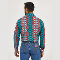 WRANGLER MENS CHECOTAH WESTERN SNAP PRINT SHIRT