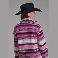 ROPER WOMENS POLAR FLEECE PRINTED PULLOVER - PINK