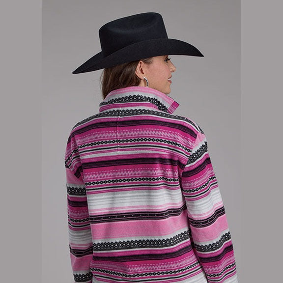 ROPER WOMENS POLAR FLEECE PRINTED PULLOVER - PINK