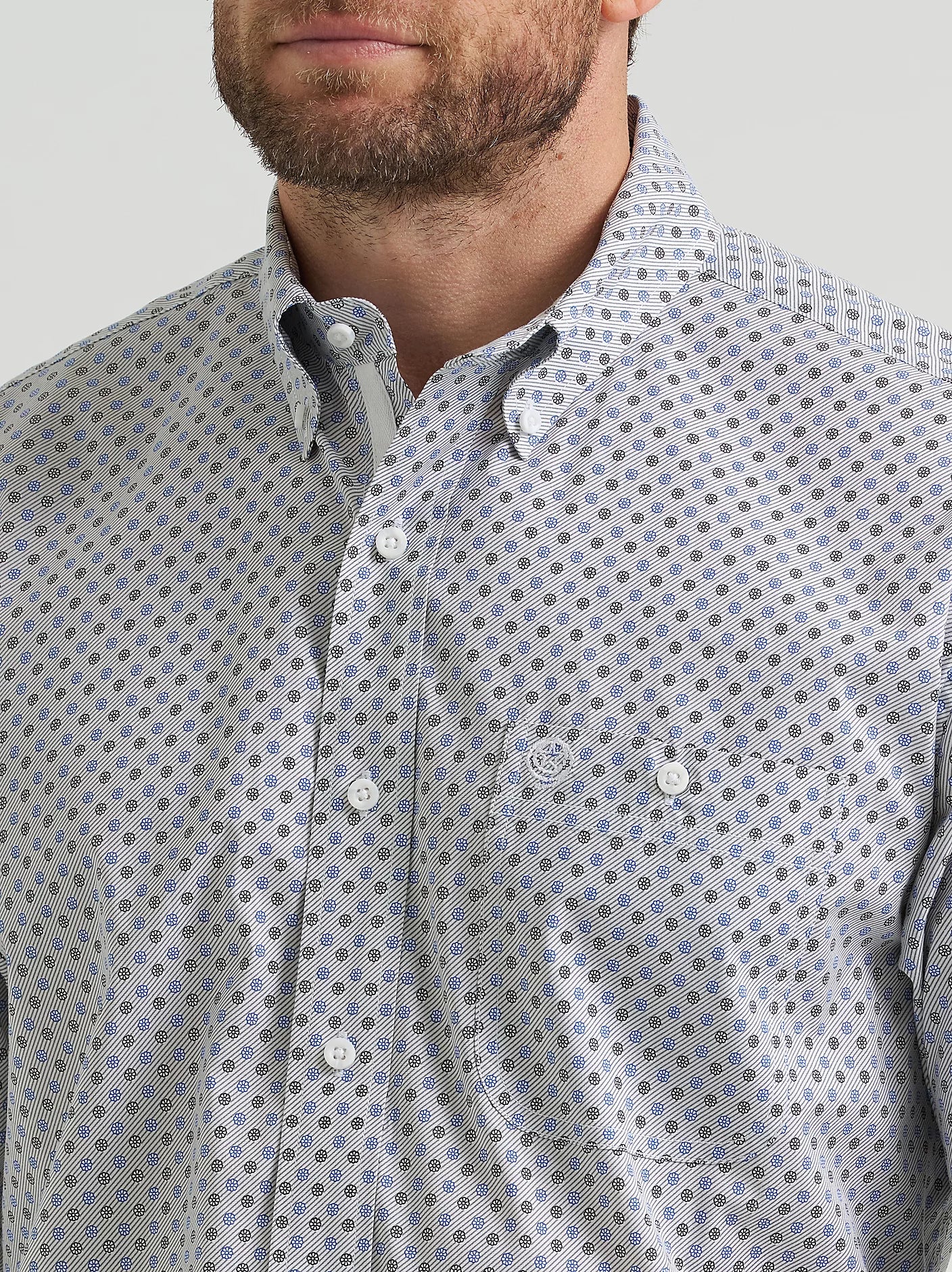 WRANGLER MENS GEORGE STRAIT BUTTON DOWN SHIRT - BLUE GREY SWIRL