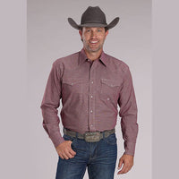 ROPER MENS AMARILLO MINI CHECK SHIRT - WINE