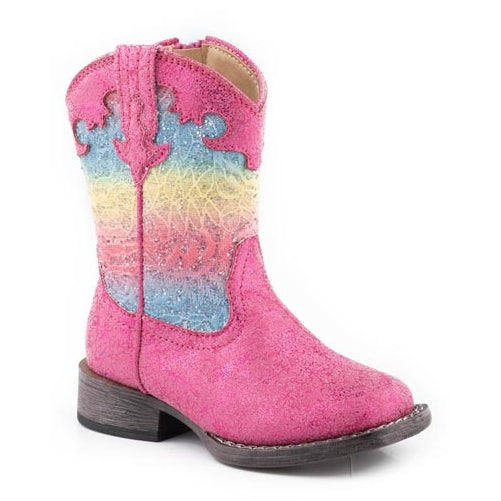 ROPER TODDLER GIRLS LACE PRINT WESTERN BOOTS - PINK