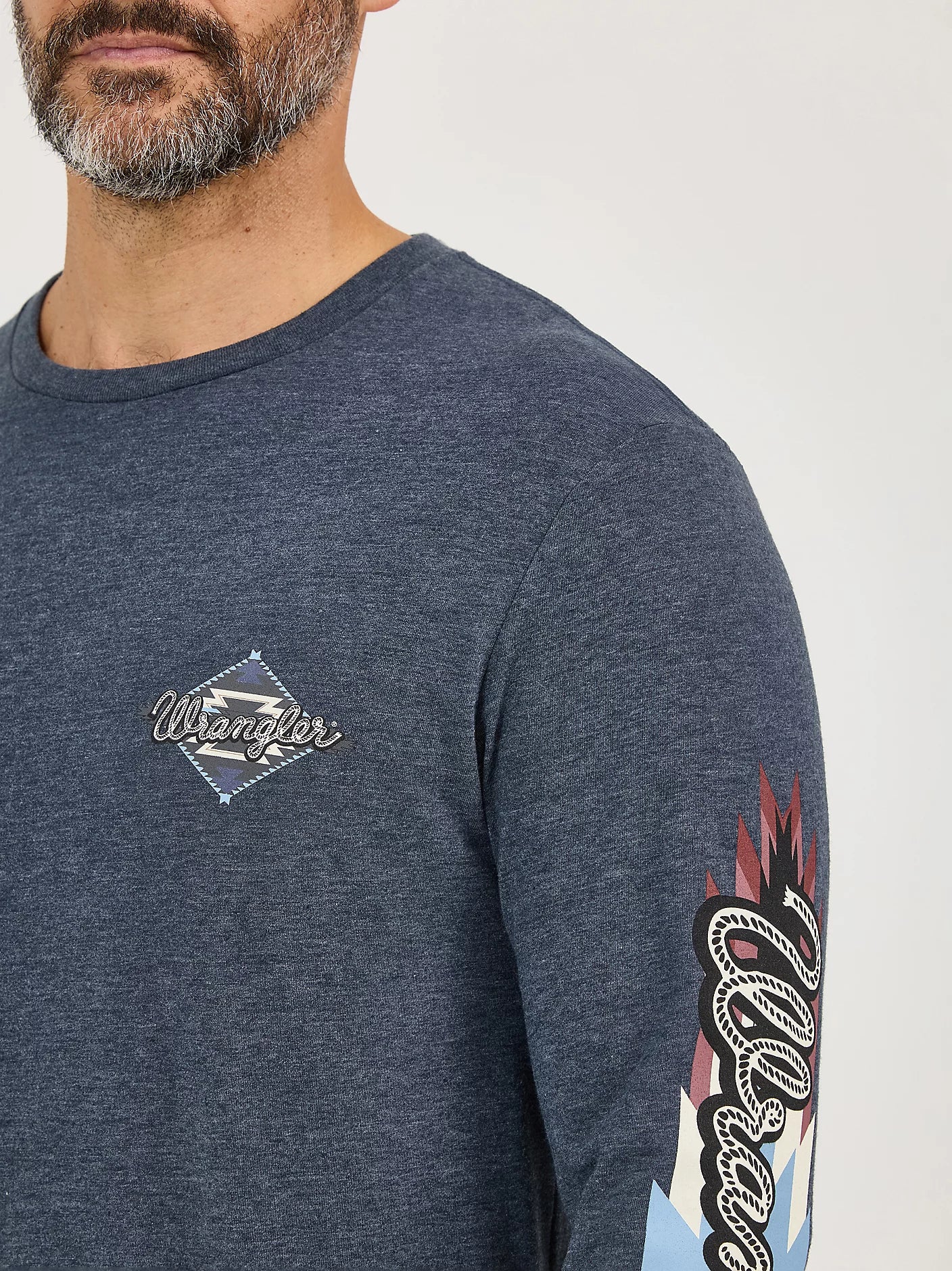 WRANGLER MENS LONG SLEEVE GRAPHIC SHIRT - DARK NAVY