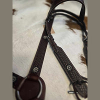 BASKET WEAVER FLOWER CONCHO HEADSTALL & BREAST COLLAR SET