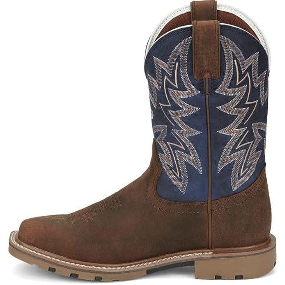 JUSTIN MENS DUSTY CEDAR BROWN WATER BUFFALO WESTERN BOOT