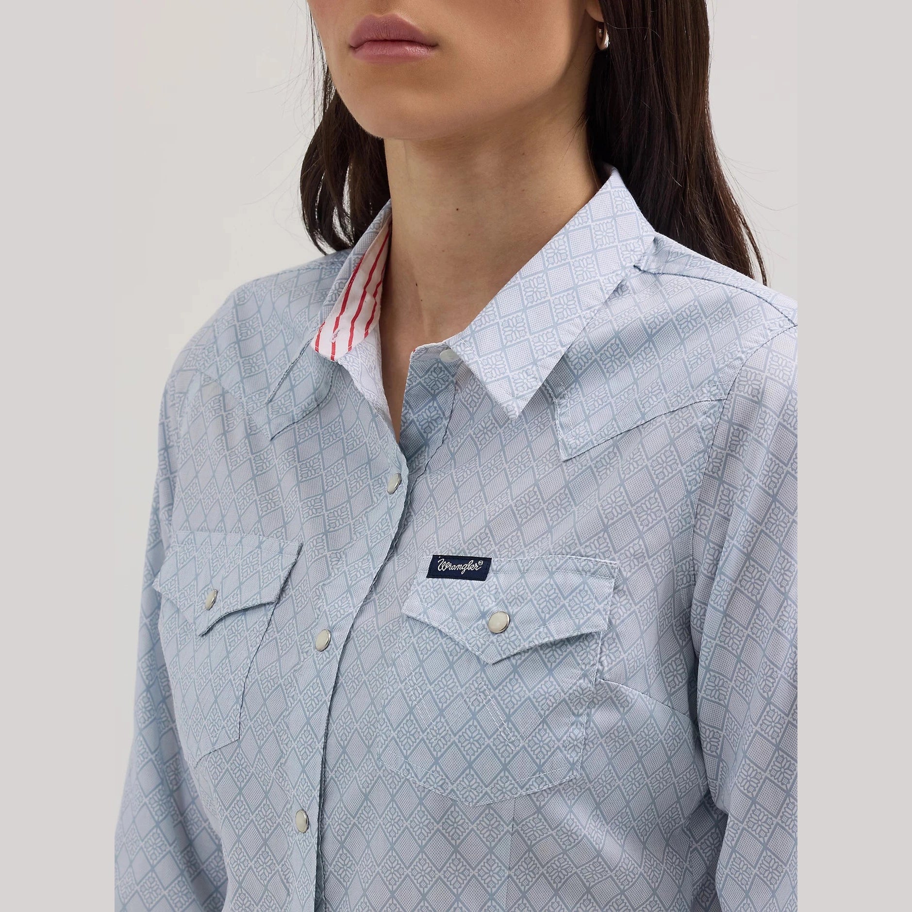 WRANGLER WOMENS ALL OCCASION WESTERN SNAP SHIRT - DIAMOND SKY