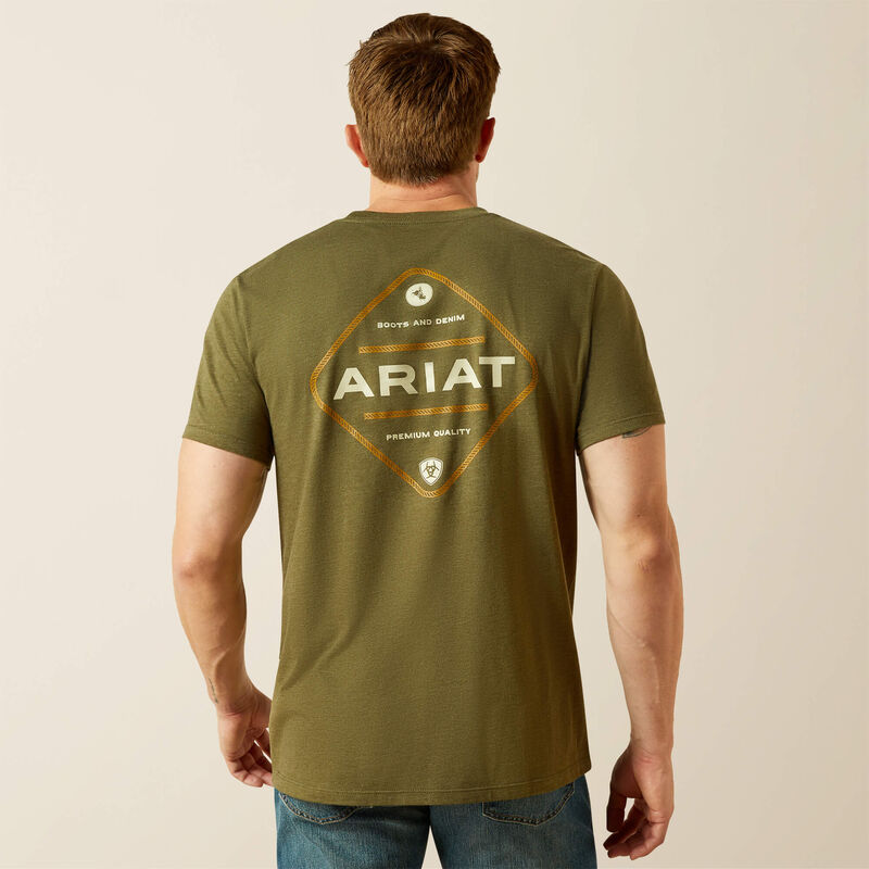 ARIAT MENS ROPED DIAMOND TEE SHIRT - MILITARY HEATHER