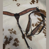 CARVED SUNFLOWER HEADSTALL  & BREAST COLLAR